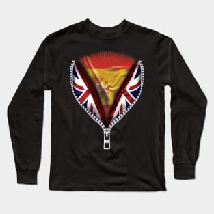 Spanish Flag  Spain Flag zipped British Flag - Gift for Spanish From Spain Long Sleeve T-Shirt